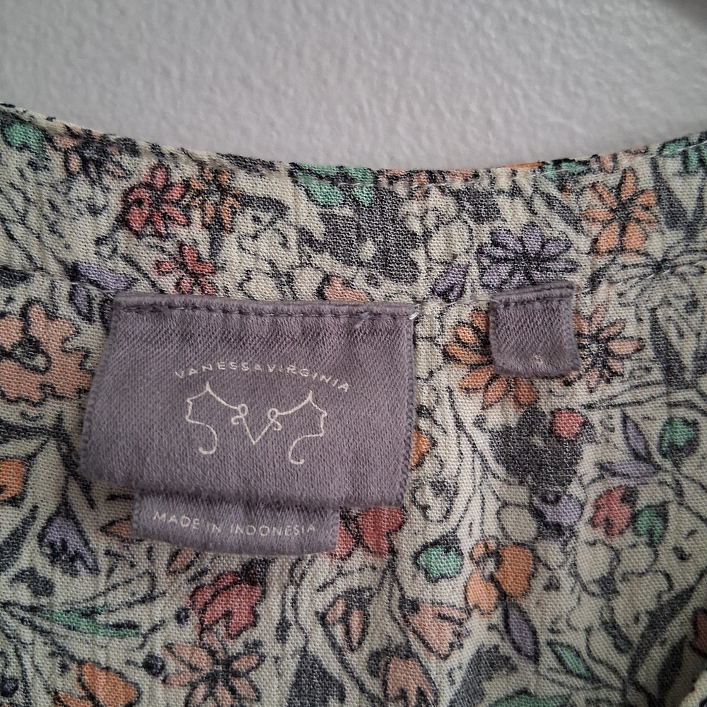 Vanessa Virginia Anthropologie Floral Blouse Lace Small - Picture 3 of 8